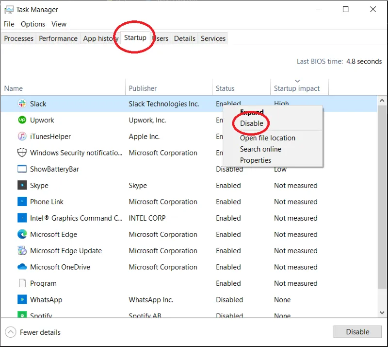 Task Manager Start Up Program
