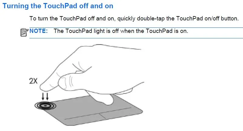 Touchpad on off settings