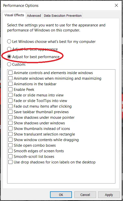 adjust for best performance